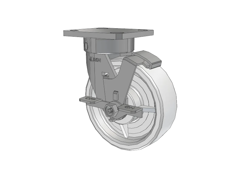 Albion Casters Stainless Kingpinless Caster - 6" x 2" White Nylon Wheel with Side-Lock and 4" x 4.5" Plate | Heavy-Duty Industrial Caster - Model 120NW06201SFBD Albion-Casters