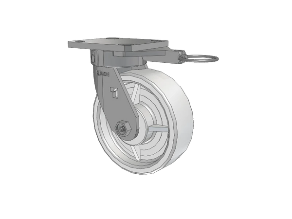 Albion Casters 6" x 2" White Nylon Wheel Caster with Stainless Steel Kingpinless Swivel Lock - High-Durability 4" x 4.5" Plate, Model 120NW06251SL Albion-Casters