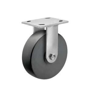 Faultless Medical 5" x 2" Black Nylon Stainless Steel Rigid Caster - 4" x 4-1/2" Top Plate, 1200 lbs Capacity | SKU: 120NX05228R Faultless