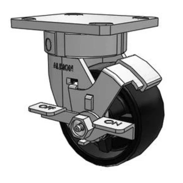 Stainless Kingpinless 4"x2" Polypropylene Wheel Side-Lock Caster with 4"x4.5" Plate Albion-Casters