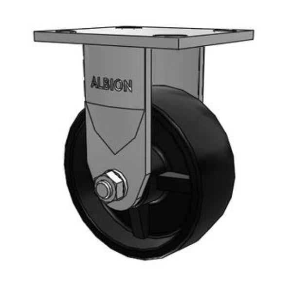 Stainless Steel Kingpinless Rigid Caster - 5"x2" Polypropylene Wheel, 650 lb Capacity, 4"x4.5" Plate (120PB05201R) Albion-Casters