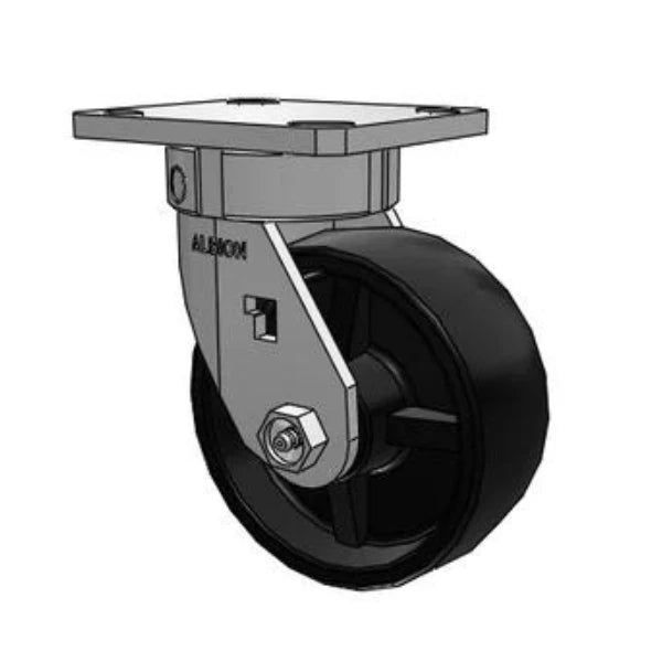 Stainless Steel Kingpinless Swivel Caster - 5"x2" Polypropylene Wheel, 650 lb Capacity, 4"x4.5" Plate (120PB05201S) Albion-Casters