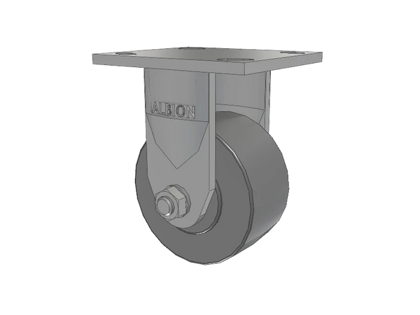 Albion Casters Stainless Steel Kingpinless Caster – 4" x 2" XP Solid Polyurethane Rigid Caster with 4" x 4.5" Plate, High Durability & Performance - Model 120XP04201R Albion-Casters