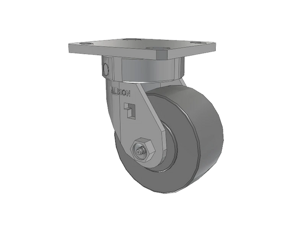 Albion Casters Stainless Kingpinless Caster - 4" x 2" XP Solid Polyurethane with 4" x 4.5" Plate - Heavy-Duty, Corrosion-Resistant Albion-Casters