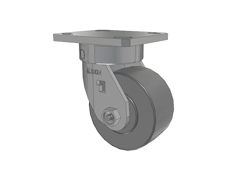 Albion Casters Stainless Kingpinless Caster - 4" x 2" XP Solid Polyurethane with 4" x 4.5" Plate - Heavy-Duty, Corrosion-Resistant Albion-Casters