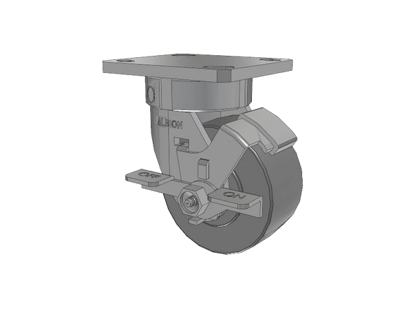 Albion Casters 4" x 2" XP Solid Polyurethane Side-Lock Caster - Stainless Kingpinless with 4" x 4.5" Plate - Model 120XP04201SFBD Albion-Casters
