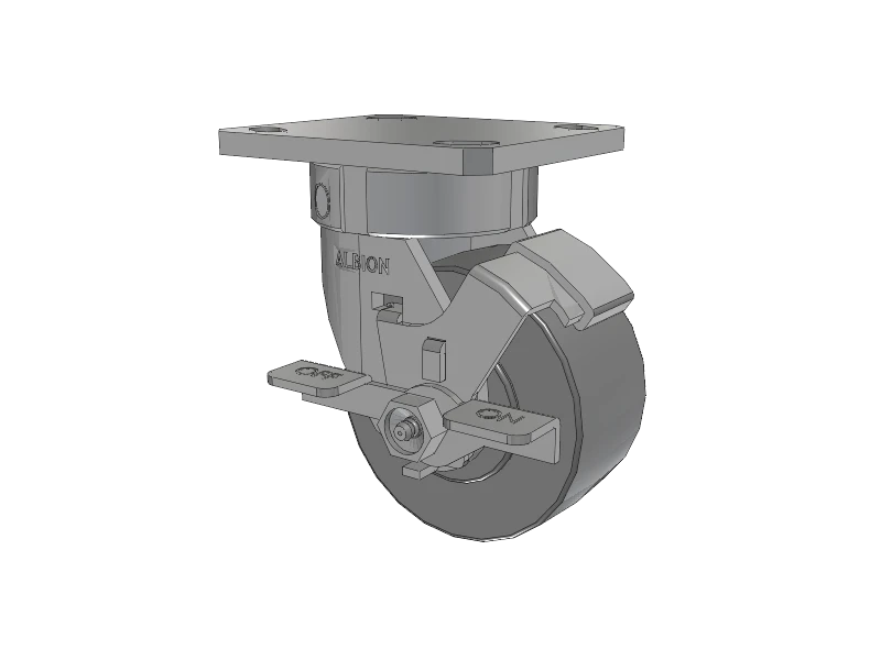 Albion Casters 4" x 2" XP Solid Polyurethane Side-Lock Caster - Stainless Kingpinless with 4" x 4.5" Plate - Model 120XP04201SFBD Albion-Casters