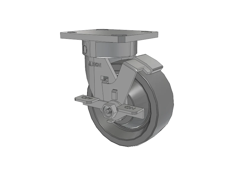 Albion Casters 5x2 Inch Stainless Kingpinless Side-Lock Caster - XP Solid Polyurethane with 4x4.5 Inch Plate - Model 120XP05201SFBD Albion-Casters