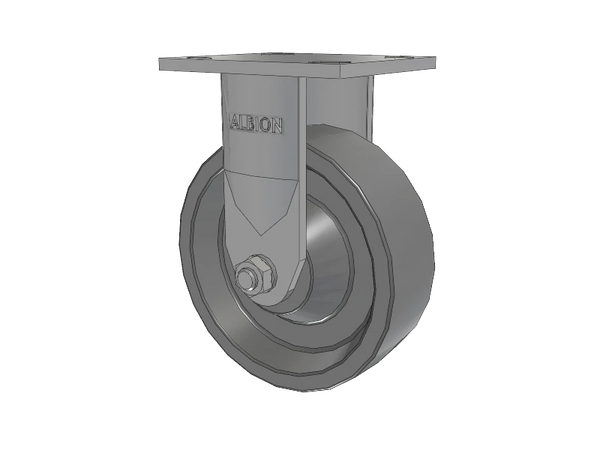 Albion Casters 6" x 2" Stainless Kingpinless Rigid Caster - XP Solid Polyurethane Wheel with 4" x 4.5" Plate, High Load Capacity, Model 120XP06201R Albion-Casters