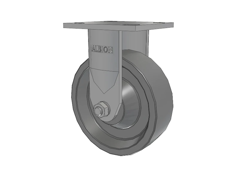 Albion Casters 6" x 2" Stainless Kingpinless Rigid Caster - XP Solid Polyurethane Wheel with 4" x 4.5" Plate, High Load Capacity, Model 120XP06201R Albion-Casters
