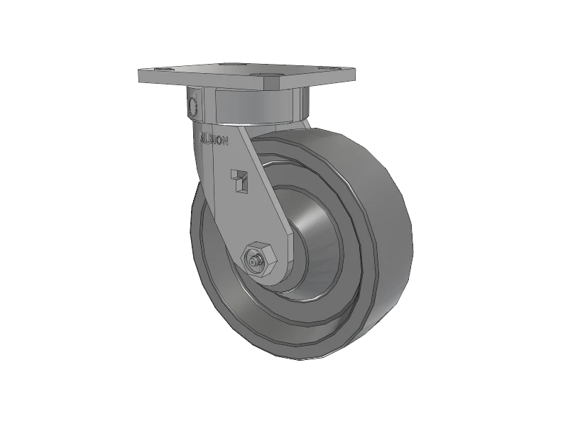 Albion Casters Stainless Kingpinless Caster 6" x 2" XP Solid Polyurethane with 4" x 4.5" Plate - Heavy-Duty Industrial Caster for Smooth Movement Albion-Casters