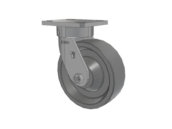 Albion Casters Stainless Kingpinless Caster 6" x 2" XP Solid Polyurethane with 4" x 4.5" Plate - Heavy-Duty Industrial Caster for Smooth Movement Albion-Casters