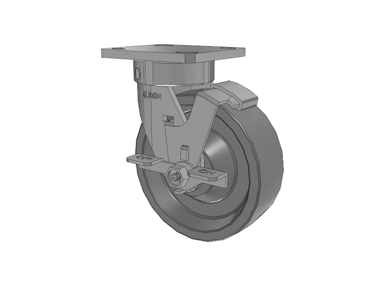 Albion Casters Stainless Kingpinless 6" x 2" XP Solid Polyurethane Side-Lock Caster - 4" x 4.5" Plate | Heavy-Duty Industrial Caster for Smooth, Quiet Operation Albion-Casters