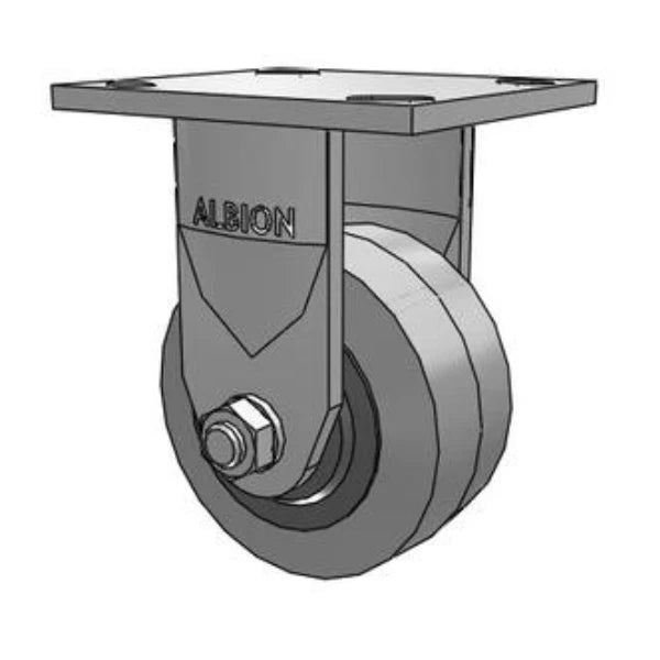 Stainless Steel Kingpinless 4"x2" Rigid Caster with Performance XS Rubber, 4"x4.5" Plate Albion-Casters