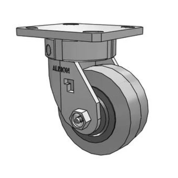 Stainless Steel Kingpinless Caster 4x2 Inch XS Rubber Wheel, 400 lb Capacity, 4x4.5 Plate Mount, Delrin Bearing Albion-Casters