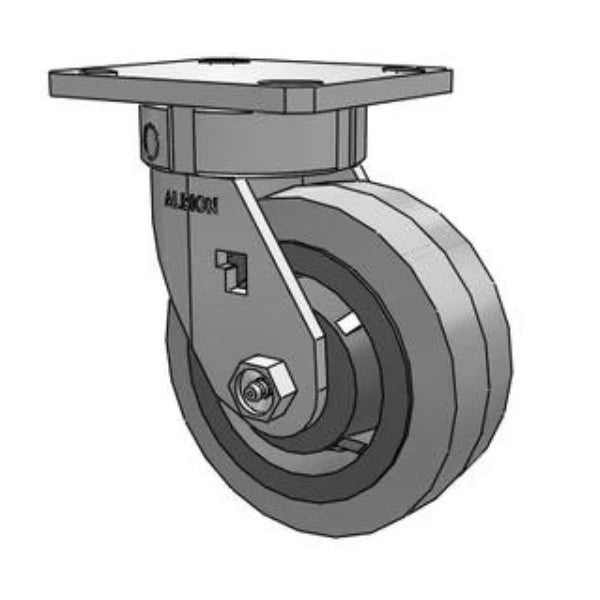 Stainless Kingpinless 5"x2" Performance XS Rubber Caster with 4"x4.5" Plate Albion-Casters
