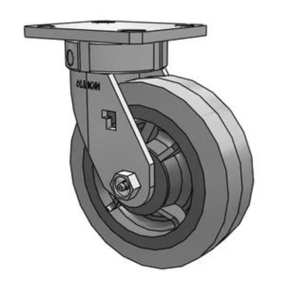 Stainless Steel 6x2 Kingpinless Caster - 600 lb Capacity, XS Rubber Wheel, 4x4.5" Plate (120XS06201S) Albion-Casters