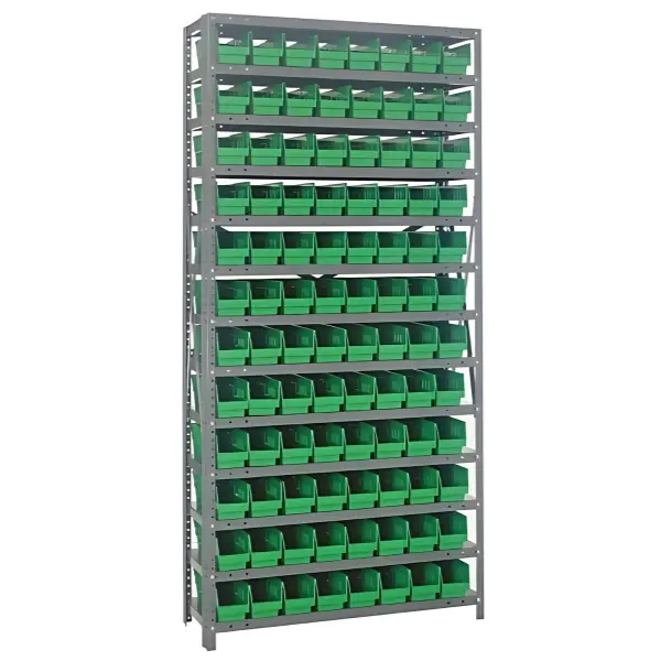 Steel Shelving Unit with 96 Plastic Bins - 12"x36"x75" Small Parts Storage System, 400 lbs Capacity -  | CasterHQ