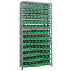 Steel Shelving Unit with 96 Plastic Bins - 12"x36"x75" Small Parts Storage System, 400 lbs Capacity -  | CasterHQ