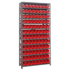 Steel Shelving Unit with 96 Plastic Bins - 12"x36"x75" Small Parts Storage System, 400 lbs Capacity -  | CasterHQ