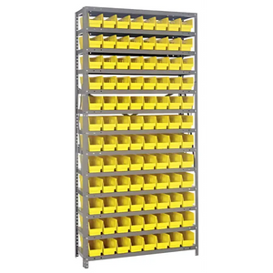 Steel Shelving Unit with 96 Plastic Bins - 12"x36"x75" Small Parts Storage System, 400 lbs Capacity -  | CasterHQ