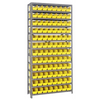 Steel Shelving Unit with 96 Plastic Bins - 12"x36"x75" Small Parts Storage System, 400 lbs Capacity -  | CasterHQ