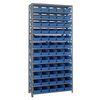 Steel Shelving Unit with 60 Plastic Bins - 12"x36"x75" Small Parts Storage System, 400 lbs Capacity Quantum