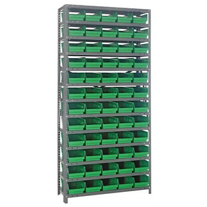 Steel Shelving Unit with 60 Plastic Bins - 12"x36"x75" Small Parts Storage System, 400 lbs Capacity -  | CasterHQ