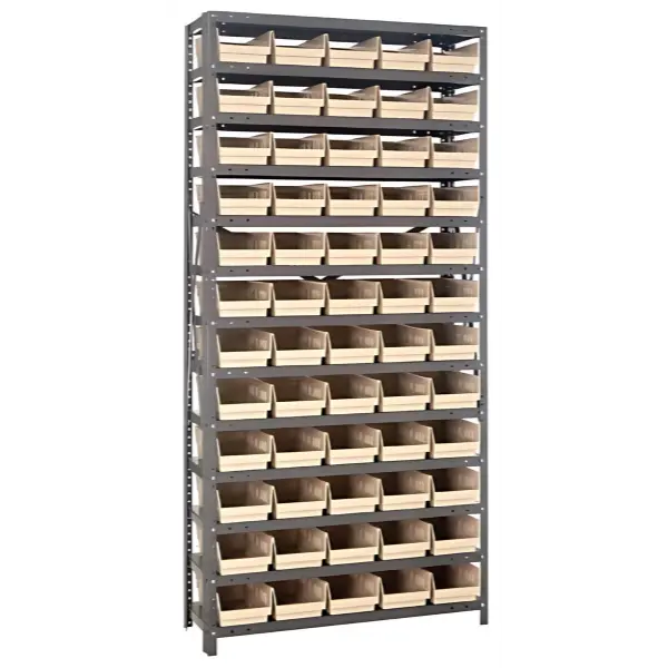 Steel Shelving Unit with 60 Plastic Bins - 12"x36"x75" Small Parts Storage System, 400 lbs Capacity -  | CasterHQ