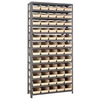 Steel Shelving Unit with 60 Plastic Bins - 12"x36"x75" Small Parts Storage System, 400 lbs Capacity -  | CasterHQ