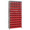 Steel Shelving Unit with 60 Plastic Bins - 12"x36"x75" Small Parts Storage System, 400 lbs Capacity -  | CasterHQ