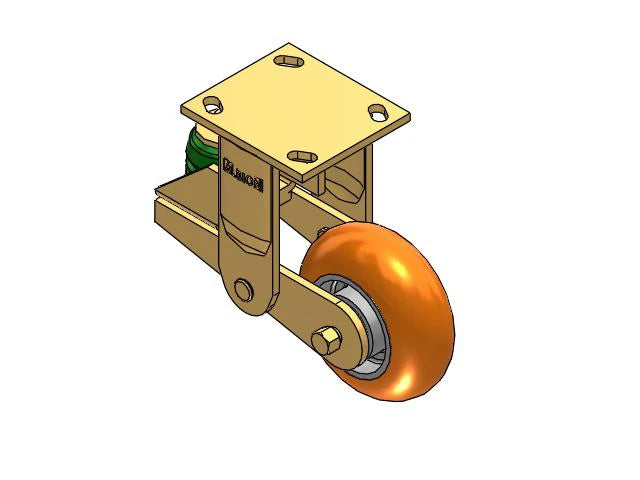 Albion Casters 5" x 2" Shock-Absorbing MAX-Efficiency Orange Rigid Poly-Spring Caster with 4" x 4.5" Plate - High-Performance Industrial Caster - Model 141AN05228R Albion-Casters
