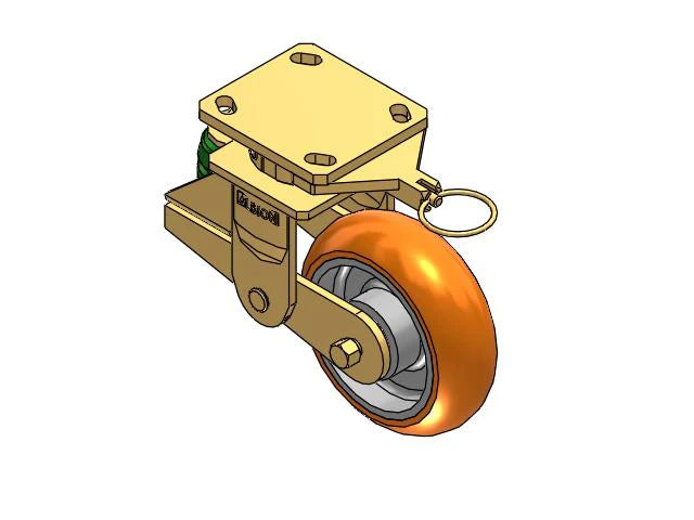 Albion Casters 6"x2" Shock-Absorbing MAX-Efficiency Orange Poly-Spring Caster with 4"x4.5" Plate & Swivel Lock - Heavy-Duty Caster for Industrial Equipment Albion-Casters