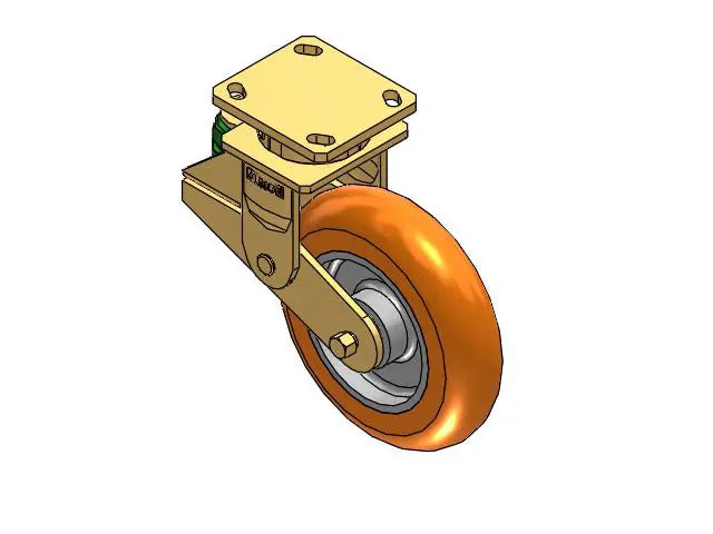 Albion Casters 8" x 2" Shock-Absorbing MAX-Efficiency Poly-Spring Caster with 4" x 4.5" Plate - High-Visibility Orange - Model 141AN08228S -  | CasterHQ