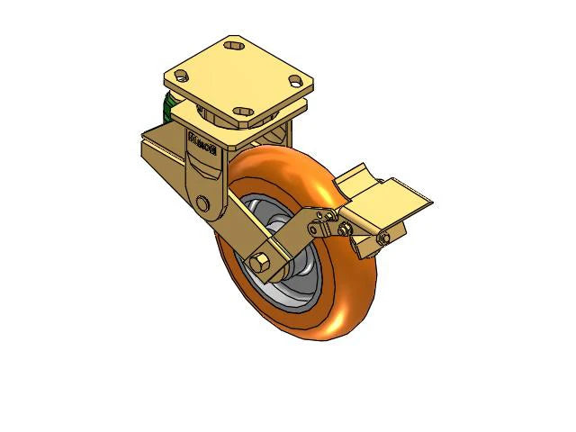 Albion Casters Shock-Absorbing 8" x 2" MAX-Efficiency Poly-Spring Caster with Top Wheel Lock and 4" x 4.5" Plate - Heavy-Duty Industrial Caster for Smooth Mobility Albion-Casters