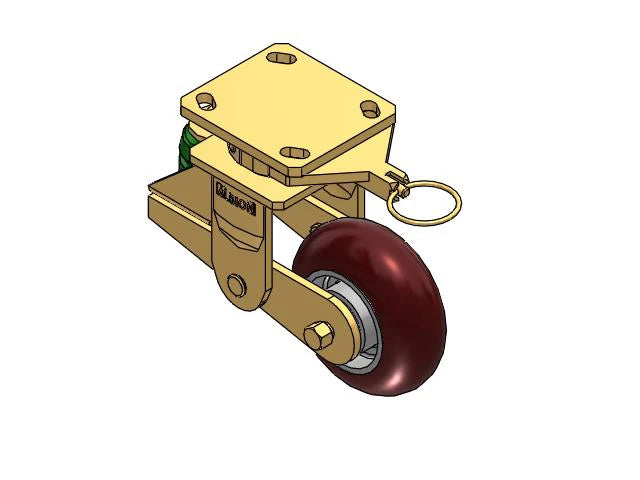 Albion Casters 5" x 2" Shock-Absorbing Poly-Spring Caster with 4" x 4.5" Plate and Swivel Lock - MAX-Efficiency Maroon Wheel, Model 141AX05228SL Albion-Casters