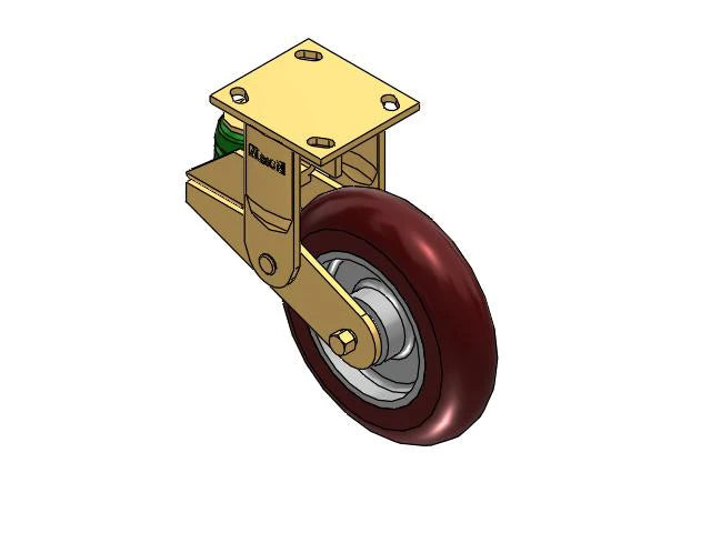 Albion Casters 8" x 2" Shock-Absorbing Rigid Poly-Spring Caster with 4" x 4.5" Plate - MAX-Efficiency Maroon Heavy-Duty Caster 141AX08228R Albion-Casters