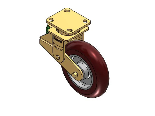 Albion Casters 8" x 2" Shock-Absorbing Poly-Spring Caster with 4" x 4.5" Plate - MAX-Efficiency Maroon Caster - Model 141AX08228S Albion-Casters