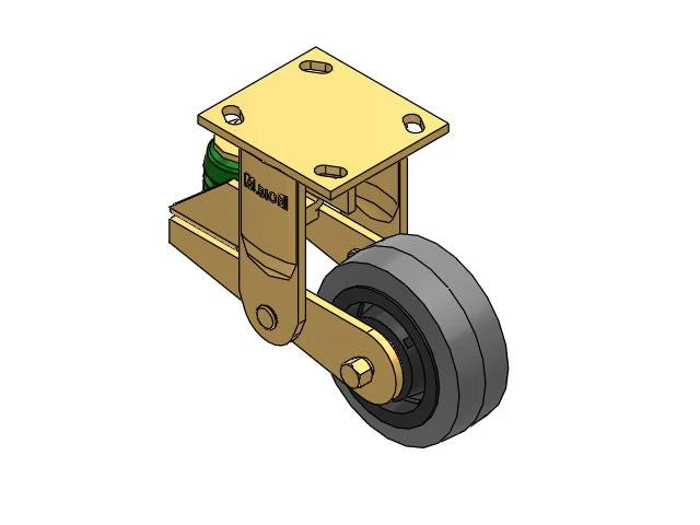 Albion Casters 5" x 2" Shock-Absorbing Performance XS Rubber Rigid Caster with 4" x 4.5" Plate - Heavy-Duty Poly-Spring Caster for Industrial Use - Model 141XS05228R Albion-Casters
