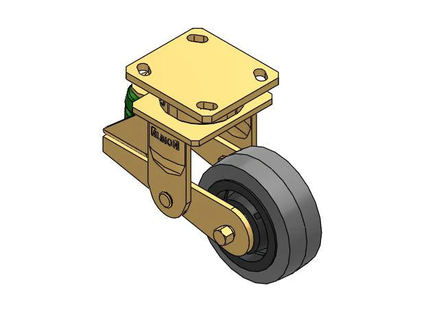 Albion Casters 5" x 2" Shock-Absorbing Performance XS Rubber Poly-Spring Caster with 4" x 4.5" Plate - Heavy-Duty Industrial Caster for High-Impact Use (Model 141XS05228S) Albion-Casters