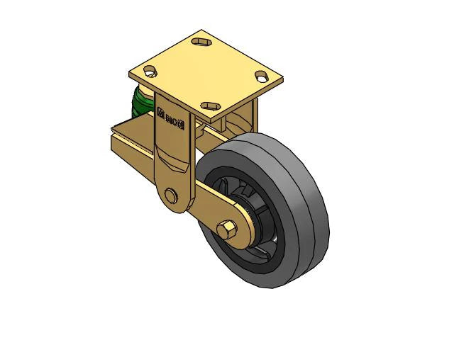 Albion Casters 6" x 2" Shock-Absorbing Rubber Rigid Poly-Spring Caster with 4" x 4.5" Plate - Heavy-Duty Performance XS Caster for Industrial Equipment - Model 141XS06228R Albion-Casters
