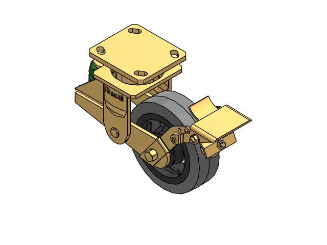 Albion Casters Shock-Absorbing 6" x 2" Performance XS Rubber Caster with Top Wheel Lock and 4" x 4.5" Plate - Heavy-Duty Industrial Caster for Smooth Operation and Vibration Reduction (Model 141XS06228SB) Albion-Casters
