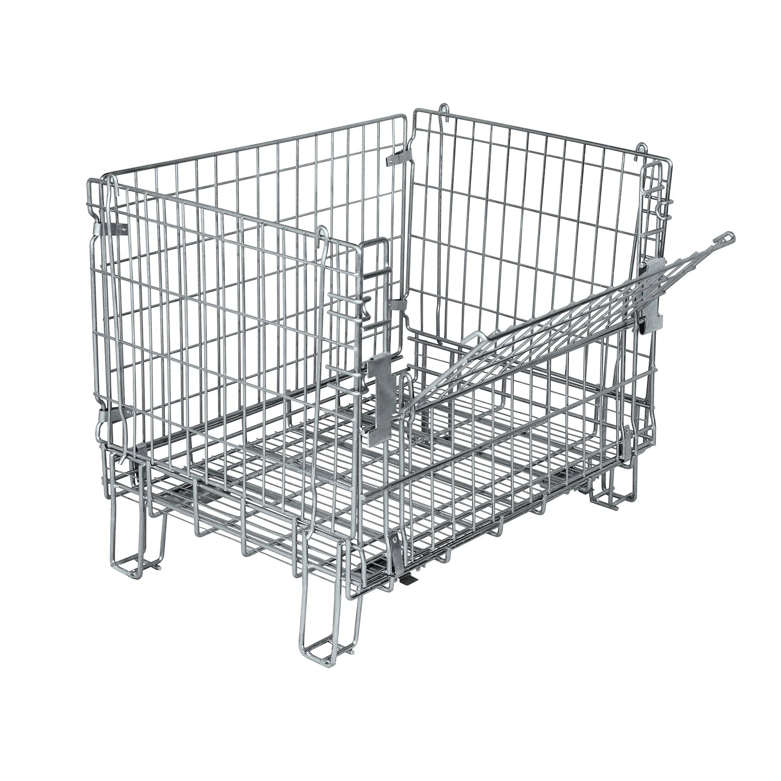 Durastar COLLAPSIBLE Wire 33-3/4 x 24 x 26-1/4 inch Open Foot Container with Casters Durastar