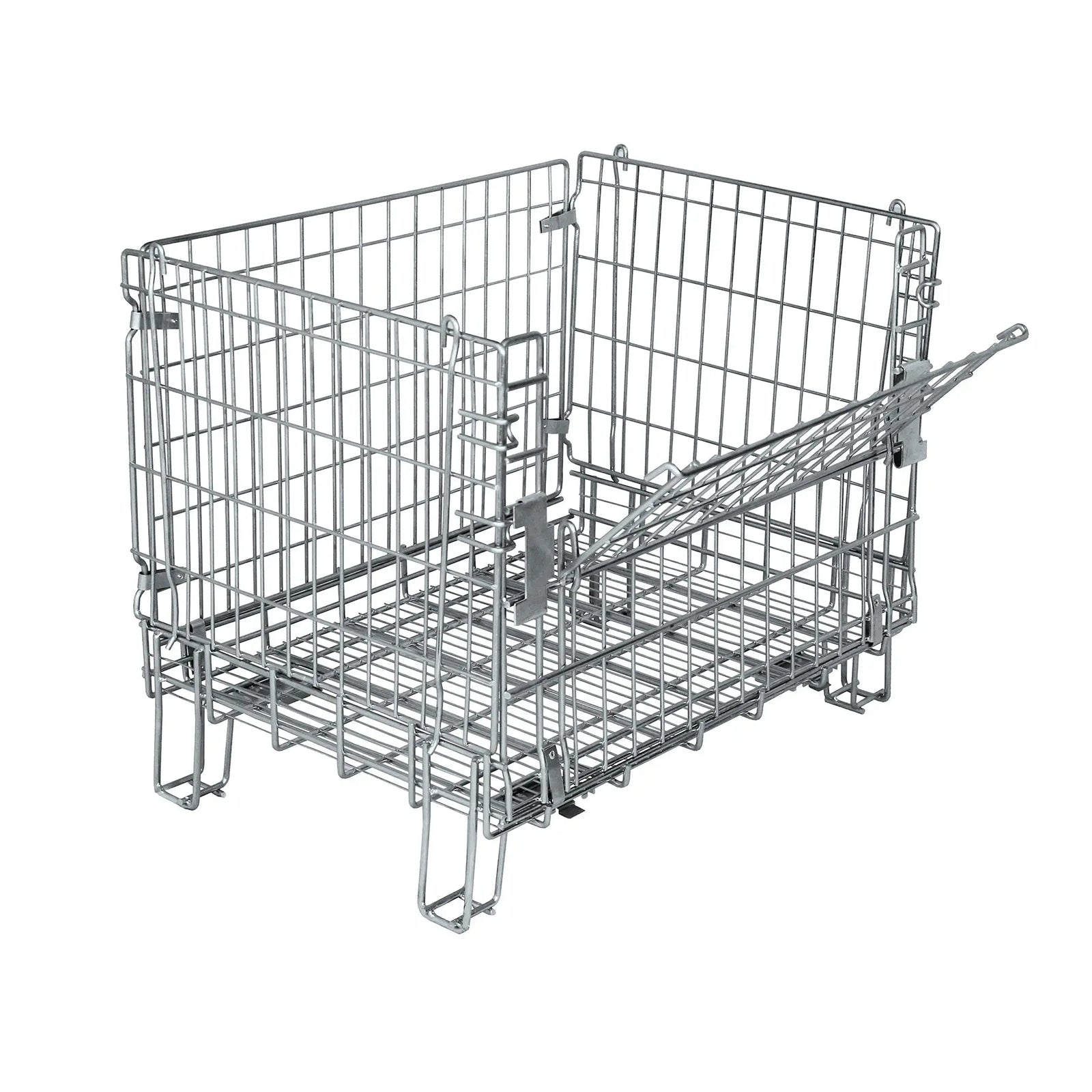 Durastar COLLAPSIBLE Wire 33-3/4 x 24 x 26-1/4 inch Open Foot Container with Casters -  | CasterHQ