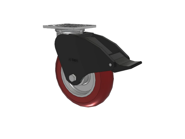 Albion Casters USA-Rig 8" x 2" MAX-Efficiency Maroon Caster with Total Lock and 4" x 4.5" Plate - Heavy-Duty Performance and Stability Albion-Casters