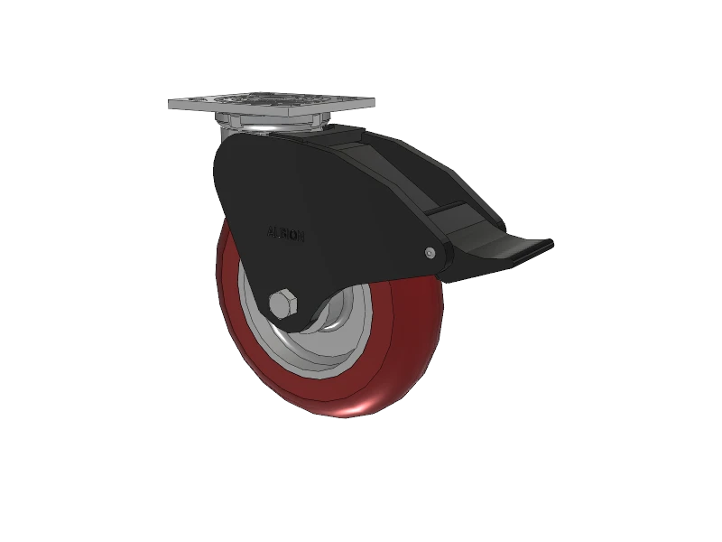 Albion Casters USA-Rig 8" x 2" MAX-Efficiency Maroon Caster with Total Lock and 4" x 4.5" Plate - Heavy-Duty Performance and Stability Albion-Casters