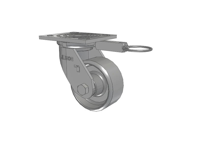 Albion Casters USA-Rig 4" x 2" Cast Iron Wheel Caster with Swivel Lock and 4" x 4.5" Plate - Heavy-Duty Mobility Solution for Industrial Equipment Albion-Casters