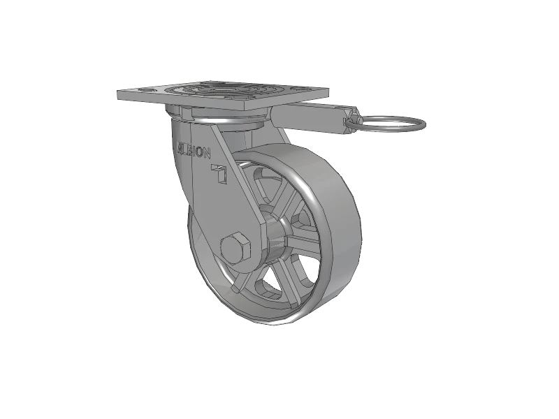 Albion Casters USA-Rig 5" x 2" Cast Iron Wheel Caster with Swivel Lock | Durable 4" x 4.5" Plate for Heavy Loads | Ideal for Industrial Equipment Mobility Albion-Casters