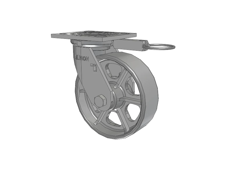 Albion Casters USA-Rig 6" x 2" Cast Iron Wheel Caster with Swivel Lock | Heavy-Duty 4" x 4.5" Plate for Industrial Use - Model 16CA06201SL Albion-Casters