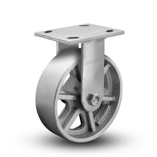 Albion Casters 8" x 2" USA-Rig Rigid Caster with Heavy-Duty Cast Iron Wheel | 4" x 4.5" Plate | Durable, High-Performance Industrial Caster - Model 16CA08201R Albion-Casters